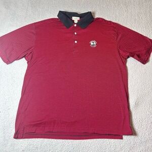 Pebble Bleach Classic Polo Mens XL Black Red Short Sleeve Striped‎ Golf Shirt